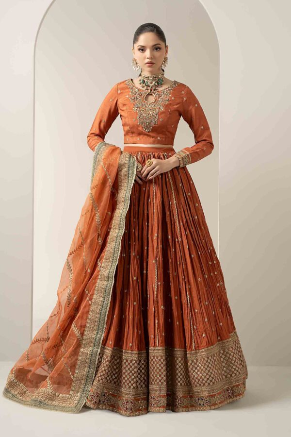3 Piece Embroidered Raw Silk Suit | SF-EA25-04